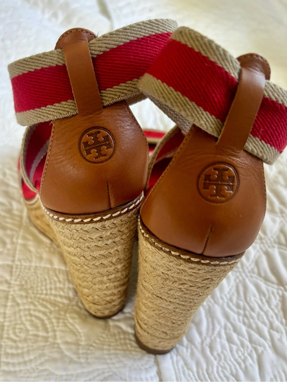 Tory Burch Adonis Espadrille Fisherman Wedge Sandals Size 9